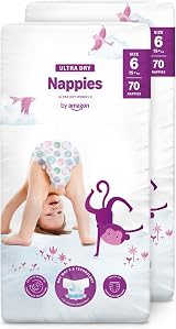 By Amazon Ultra Dry Nappies Size 6 15+ kg 140 nappies 2x70 with channels