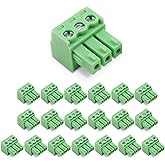 Cermant 20pcs 3Pin KF2EDG 3.81mm Right Angle Pluggable Screw Terminal Block | 3.81mm pitch panel mount plug socket, ideal for DIY PCB circuit wiring and industrial electrical connection