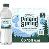 Poland Spring Maine Sparkling Bottled Water - 16.9 Fl Oz, 8 Pack | Unflavored Sprakling Water