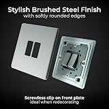 British General BG Electrical Double Wall Light Switch 2 Way Brushed Steel 20A view 2