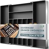 Silverware Drawer Organizer, 9 Slots Expandable Kitchen Drawer Organizer | Extra Large Utensil Holder & Cutlery Tray, Heavy D