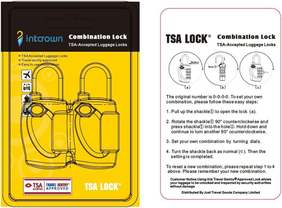 Intcrown Gym Lock 4 Digit Padlock TSA Approved Combination Lock for Luggage Suitcase Gym and Sports Lockers 2 Pack - - 