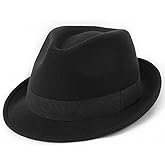 FURTALK Fedora Hats for Men Women Short Brim Felt Trilby Hat with Ribbon Adjustable Size 7-7 3/8