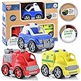 PLAY Eco-Friendly 3 in 1 Emergency Vehicle Toy Set, [USDA Certified] No BPA/Phthalate/PVC, Recycled Bioplastic Rescue Vehicle with Fire Truck, Police Car & Ambulance Toy