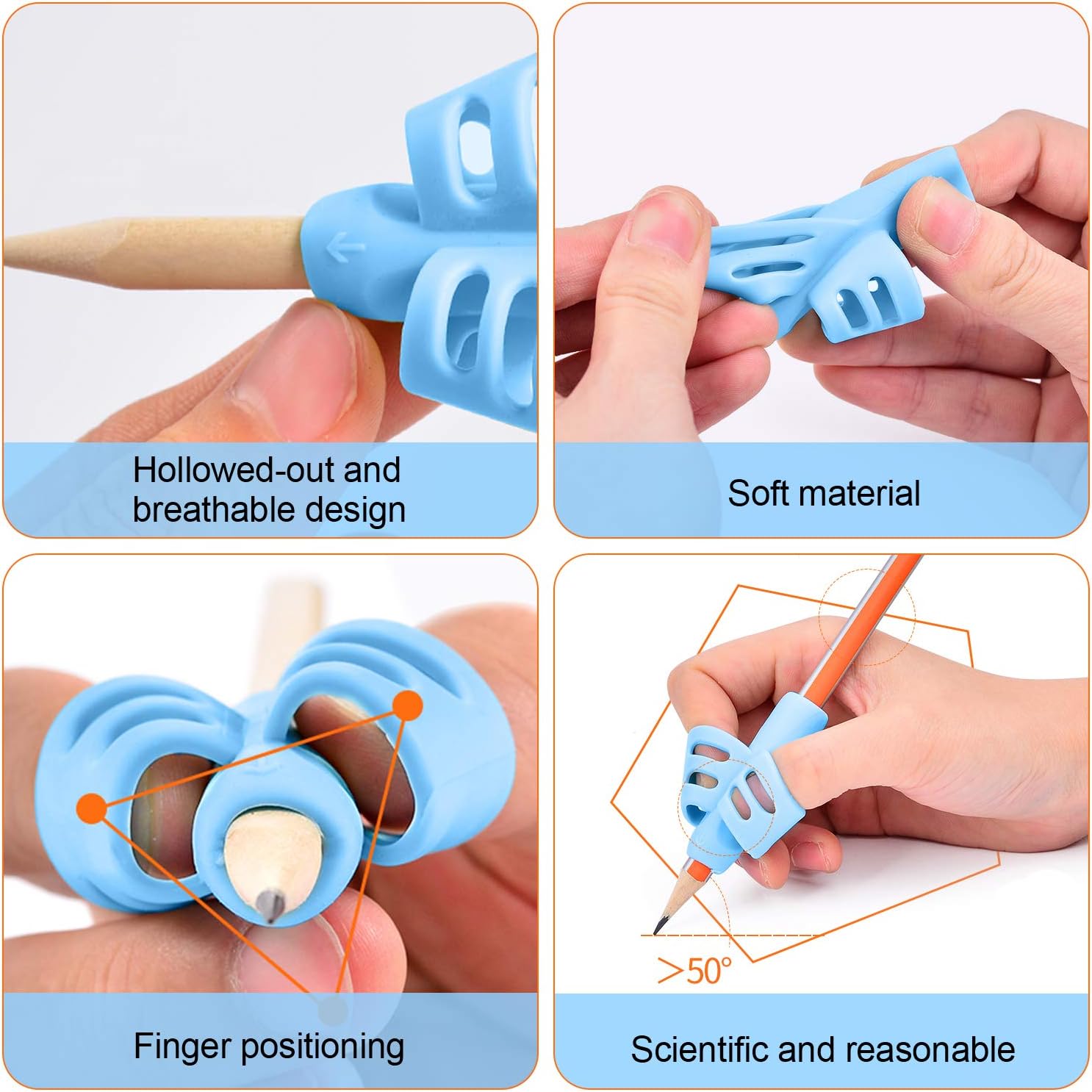 SANNIX 6 Pack Pencil Grips for Kids Handwriting Pencil Holder, Ergonomic Training Pencil Grips - Image 4