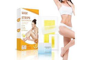 QIAOLIMT Wax Strips for Hair Removal, Waxing Kit For Women, 60 Pcs - 40 Body Wax Strips, 20 Pcs for Face, 6 Cleansing Oil Towelettes Suitable for Face/Legs/Underarms/Bikini