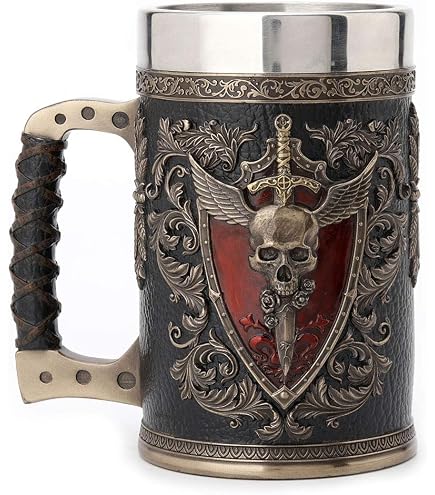 Medieval Templar Knight Tankard Mug 15oz - Crusader Coat Of Arms Design, Stainless Steel Liner, Hand Painted Resin - View #9