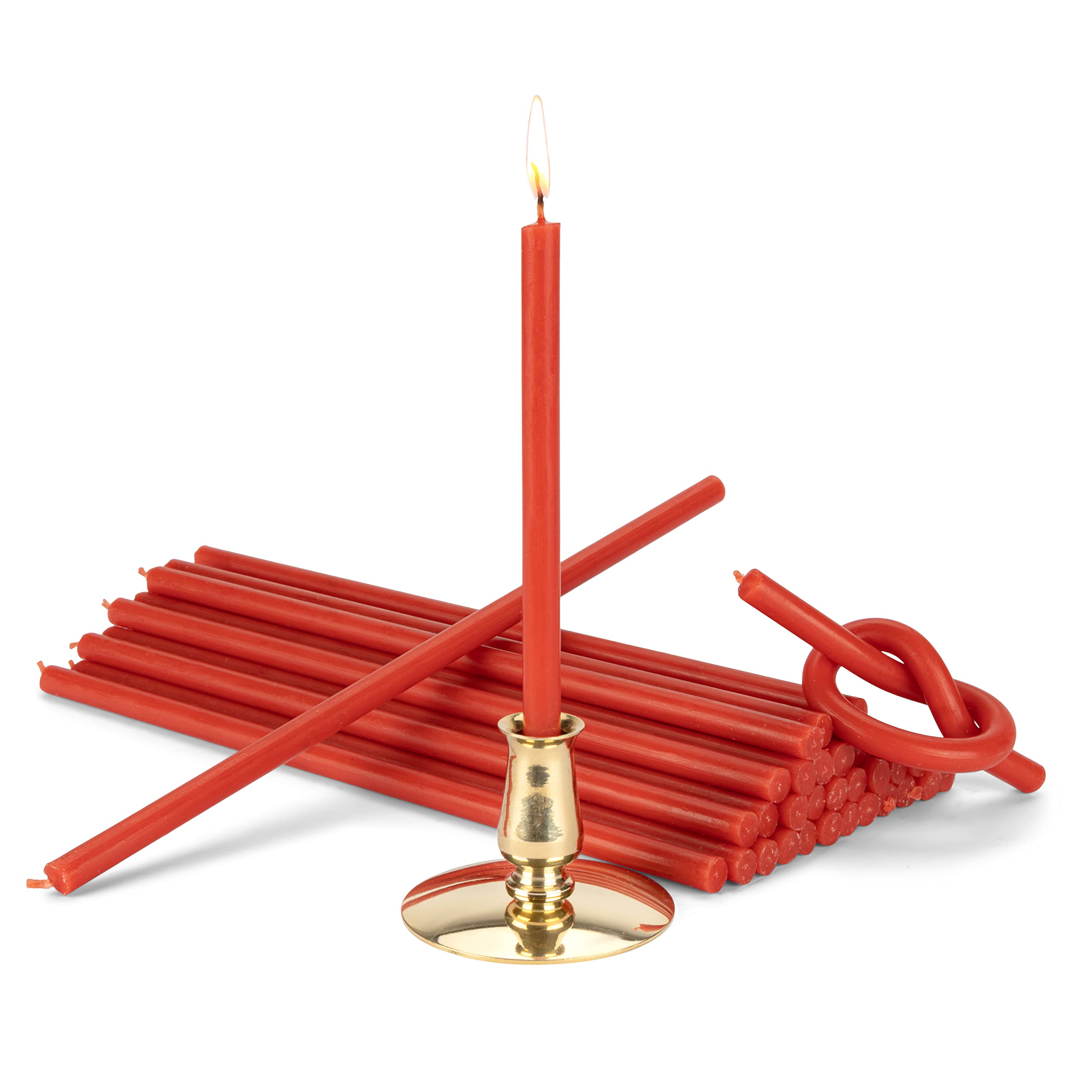 NKlaus - Candleholder with Stick Candles red dripfree L 19,5cm Festive Candles Paraffin 40058