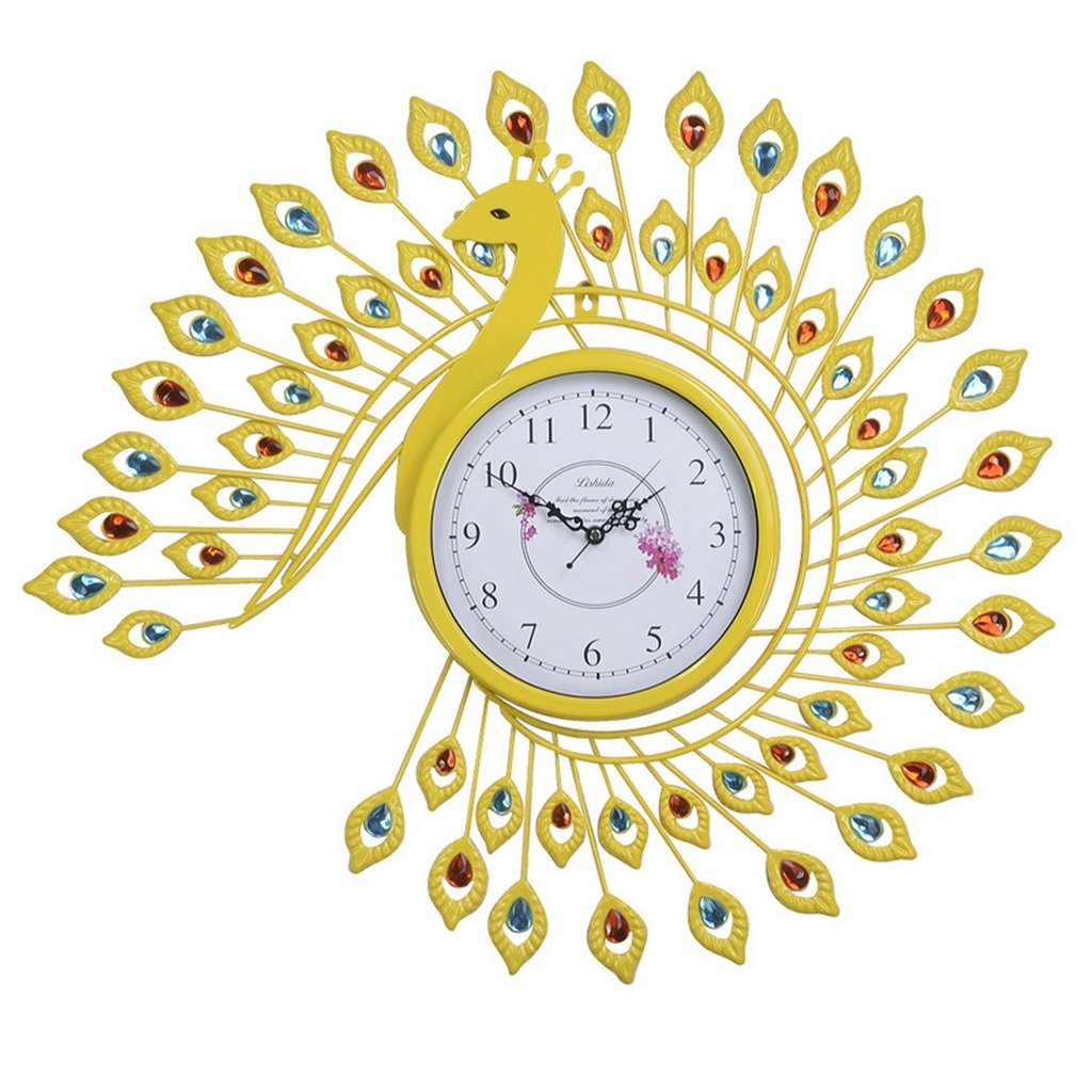 配送員設置送料無料 Jcrnjsb ファッションクロック孔雀の壁時計 時計 のリビングルームミュートの寝室の装飾ヨーロッパスタイルのレトロな創造的な芸術の壁時計の時計65x73cm 壁掛けサスペンション クロックウォールクロック クォーツ時計 色 5 B07cvtqggk 5 5