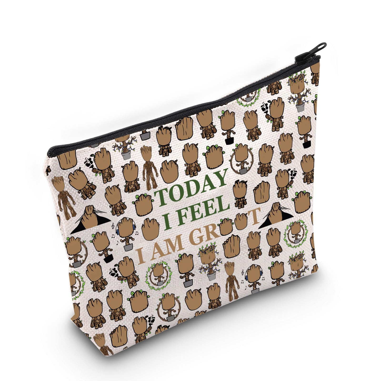 LEVLO Groot Cosmetic Make Up Bag - Gift, Today I Feel I Am Groot Makeup Zipper Pouch — image 1