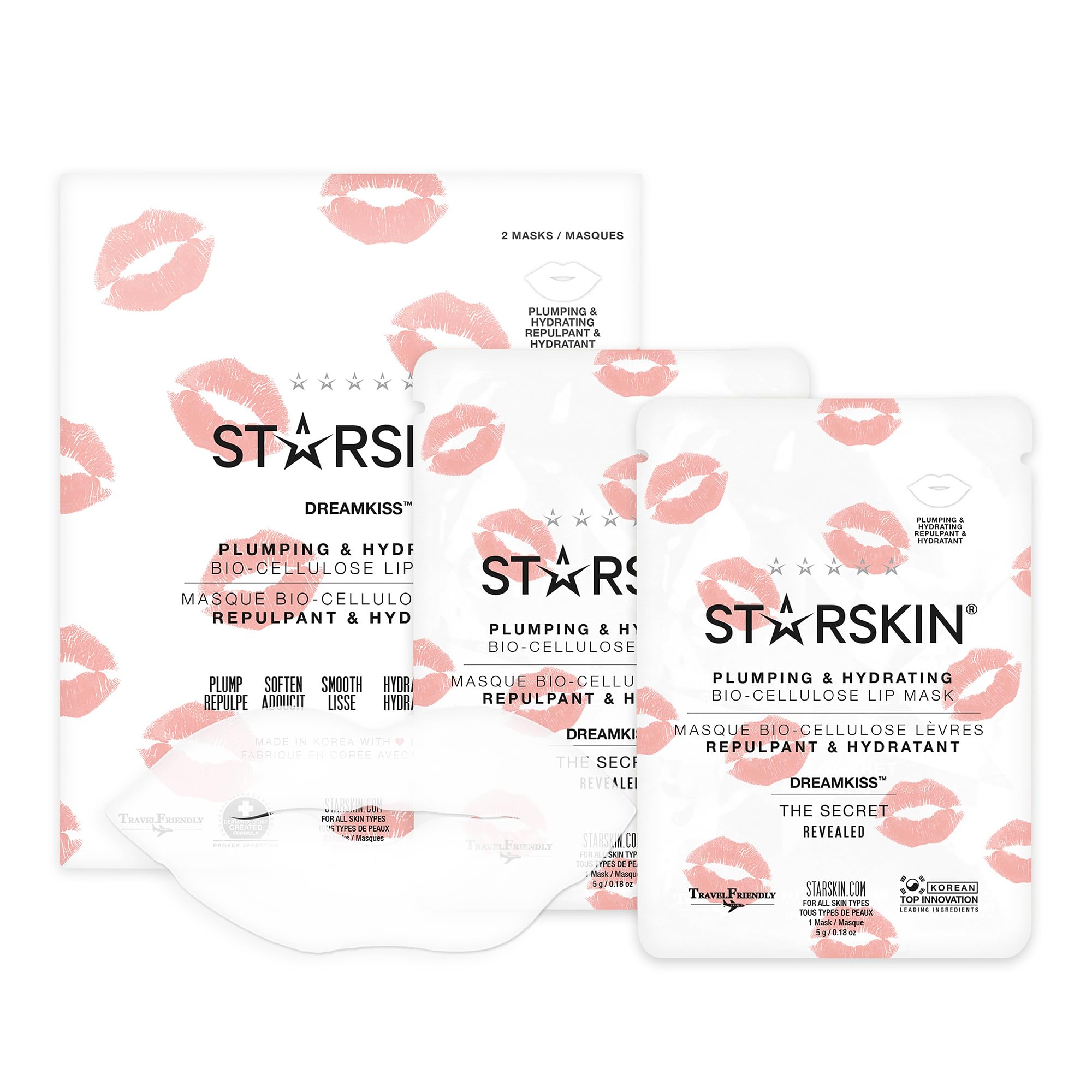 STARSKIN Dreamkiss 2x5g, Hydrating & Plumping Bio-Cellulose Lip Mask, Anti Wrinkle Patches for Lip, Evens Fine Lines & Wrinkles