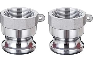 EASTRANS 2 PCS Aluminum Global Type A Cam and Groove Hose Fittings, 2" Camlock Hose Coupler, Male Aadapter x Female NTP Thread Camlock Fittings