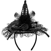 PARTY TELLER Witch Hat Headband for Women, Halloween Costume Accessory | Halloween Witch Headpiece Pumpkin, Ghost, Bat Rose Designs, Cute Gothic Hair Accessories for Cosplay, Parties and Dress Up