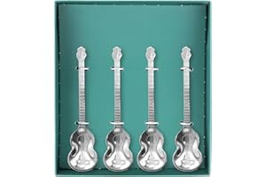 SHIDOW Guitar Spoon, Coffee Spoons, Creative Cute Spoons, Stainless Steel Teaspoons, Ice-Cream Stirring Spoon (4PCs, 1 Set Si