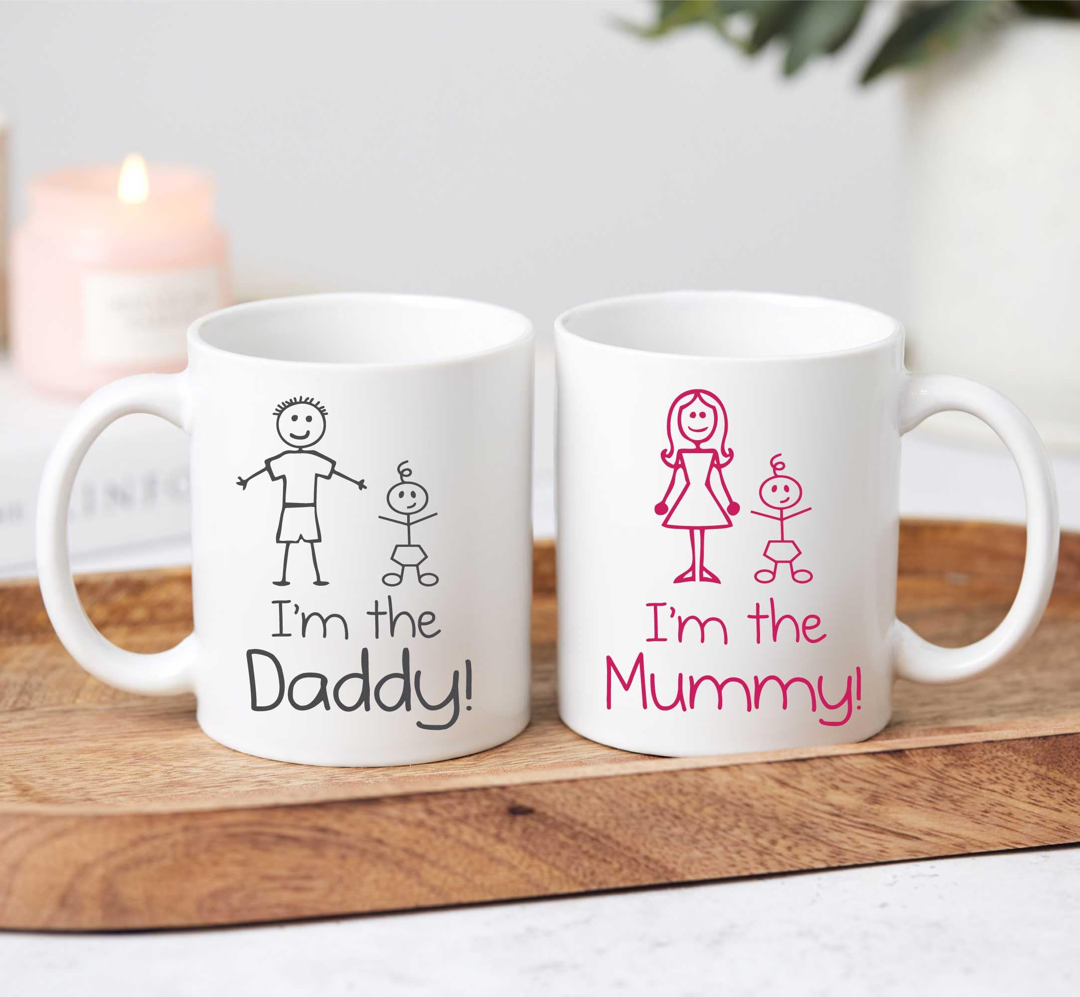60 Second Makeover Limited I'm The Mummy I'm The Daddy Mug Set Family Present New Daddy Mum Dad New Baby Gift Cup Ceramic