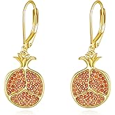 Vadmans Fruit Earrings Sterling Silver Strawberry/Pomegranate/Cherry Dangle Drop Earrings Fruit Themed Jewelry Gift for Women Wife Mother