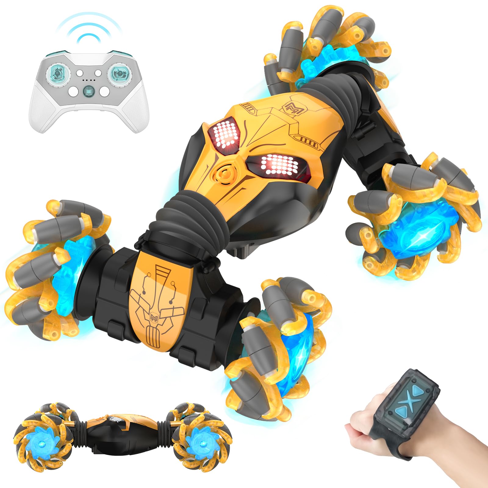 Photo 1 of 1:12 Gesture Sensing RC Stunt Car, 4WD Hand Controlled Remote Control Twist Cars with Light & Music, 360° Rotate Transform Drift, Gifts for 6-8-12 Kids Age 6 7 8 9 10 11 12 Yrs Old?