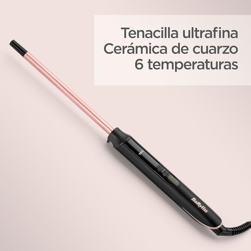 Ferro de Ondulação 10mm - Curvador de Barril Cerâmico com Quartzo, Curvador Peklo com 10 Definições de Temperatura, Caracóis Definidos, Afro, Compacto, Rosa & Preto, C449E