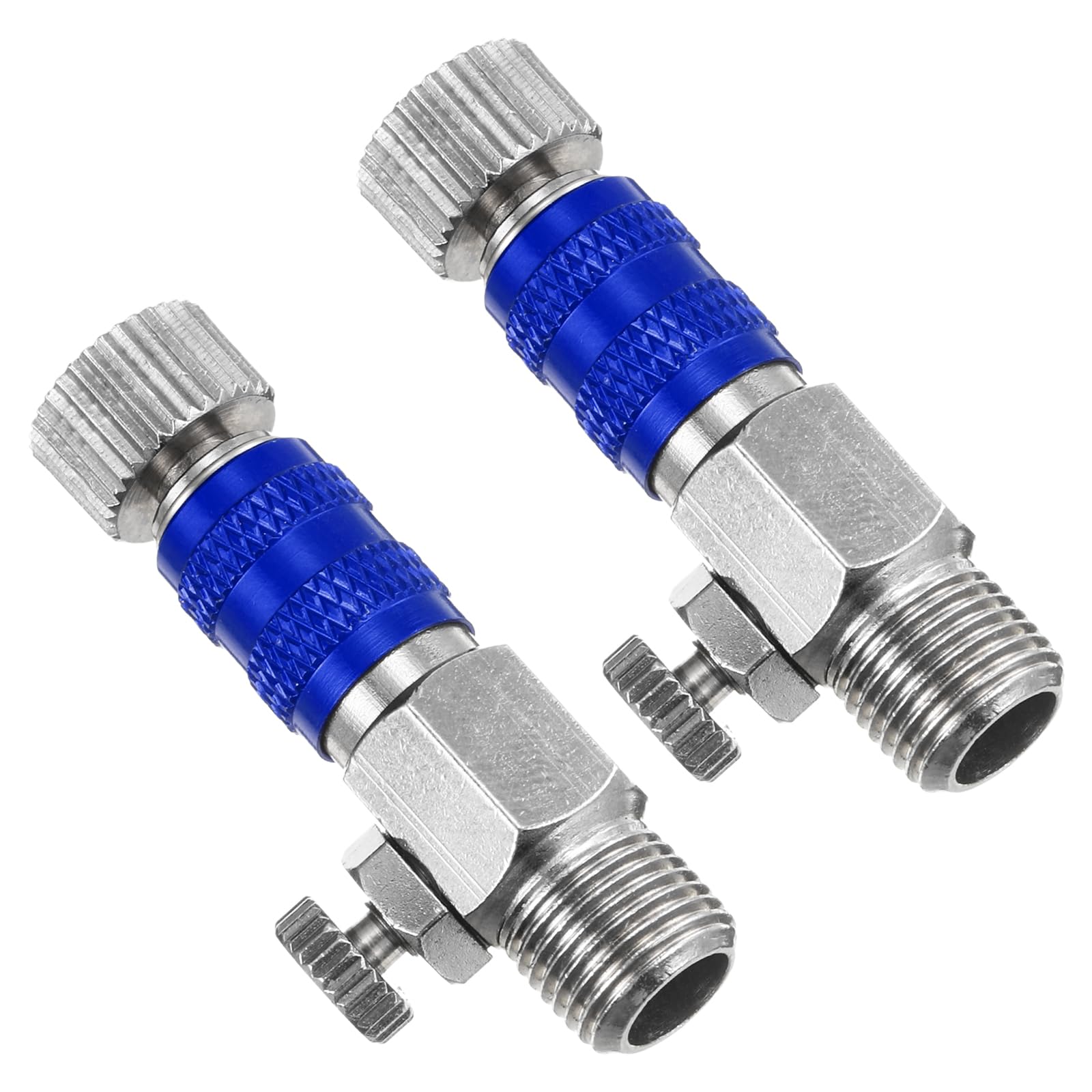 PATIKIL 1/8 Air Brush Connector Adapters, 2pcs Air Brush Quick Connect Air Brush Airflow Control Valve Quick Release Disconnect for Air Brush Hose, Blue