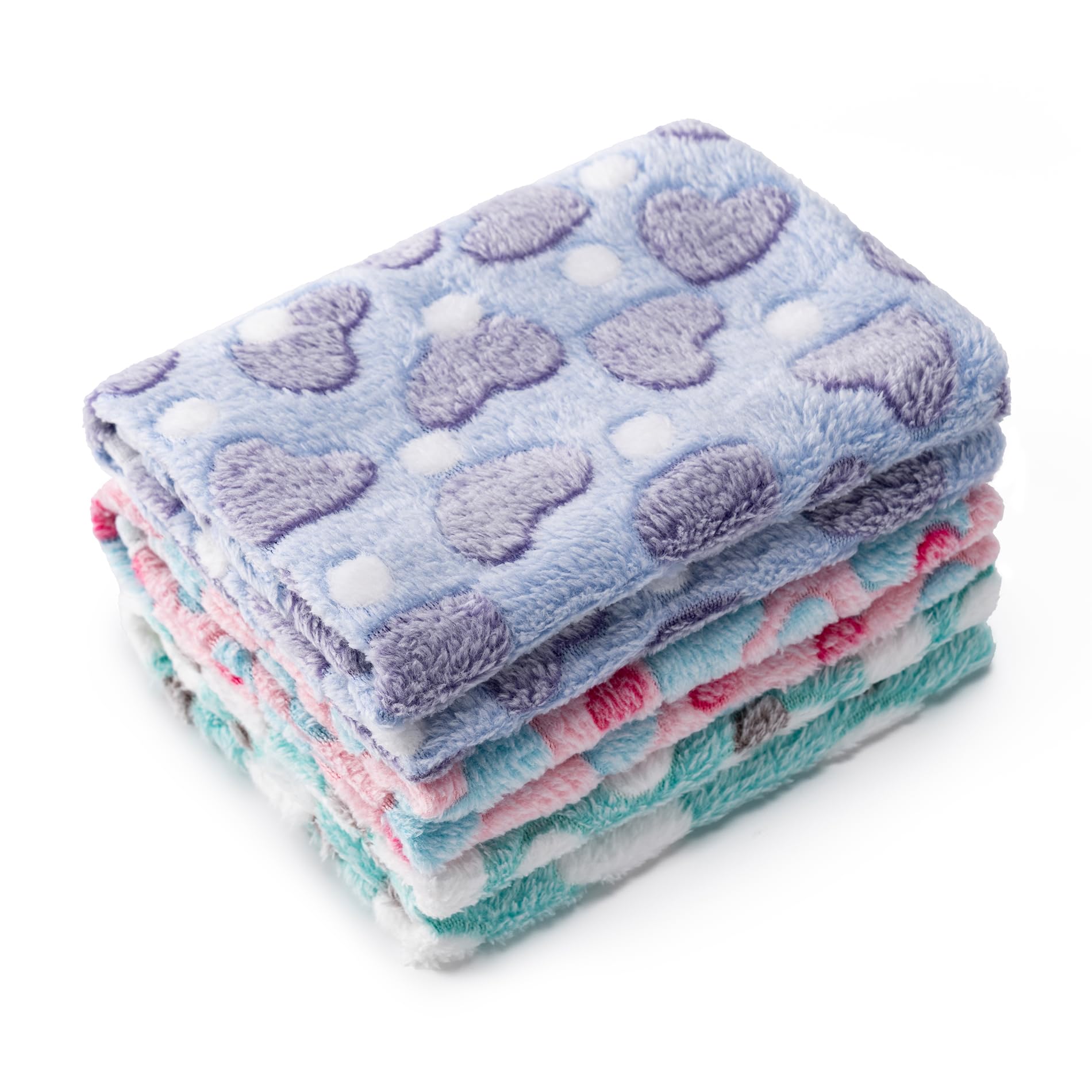 Photo 1 of 1 Pack 3 Blankets Super Soft Fluffy Premium Fleece Pet Blanket Flannel Paw Printed Throw for Dog Puppy Cat (Small 23x16'', Purple, Pink, Green)