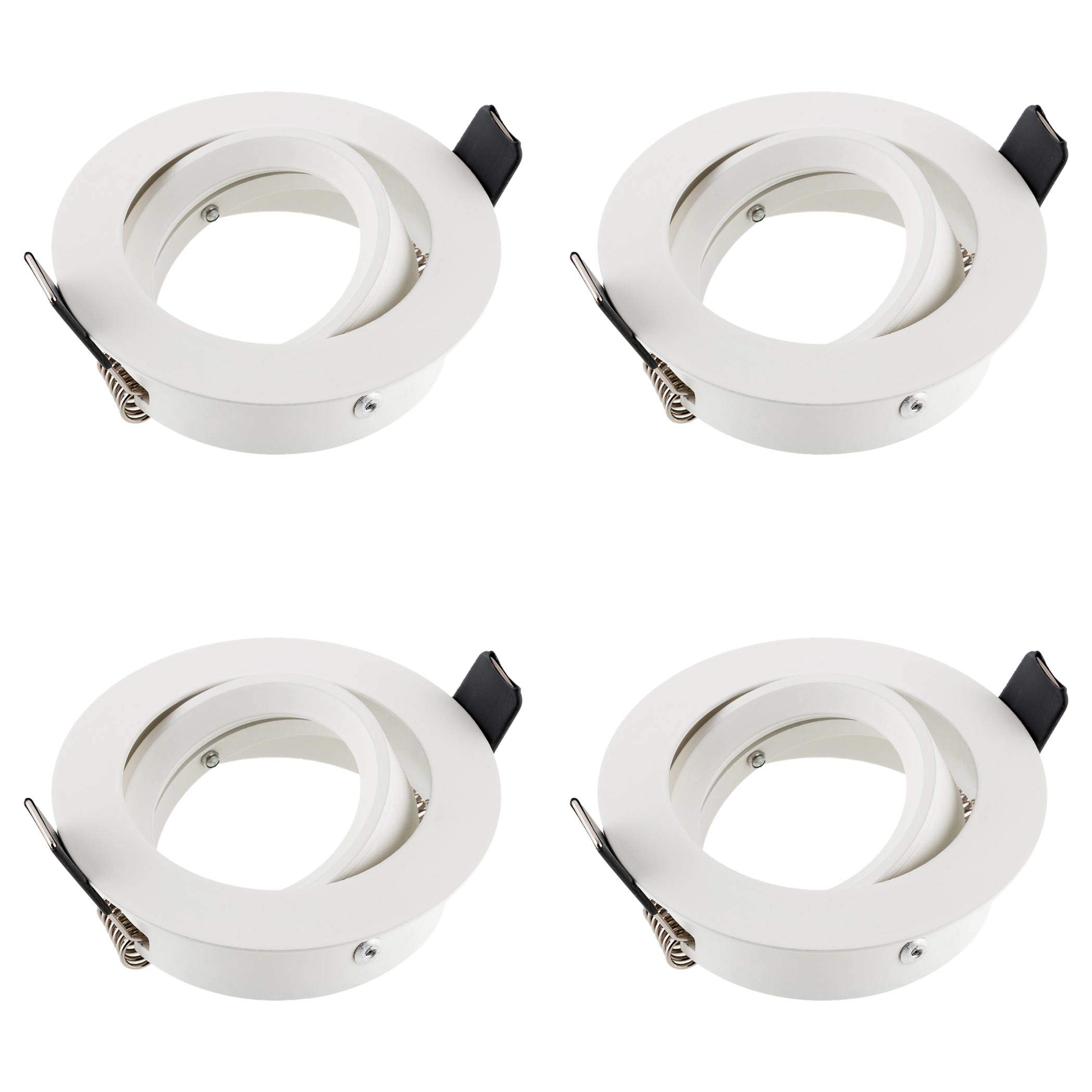 SEBSON 4X Downlights for Ceiling - Recessed, Swiveling, Mounting Hole ø75mm, Frame Aluminium Matt White - LED Spot Lights Ceiling with GU10 Lamp Holder — image 1