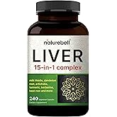 Liver 15-in-1 Complex, 240 Veggie Capsules | Herbal &amp; Mineral Blend - Milk Thistle, Dandelion Root, Artichoke, Black Currant Oil, Turmeric, Chicory, Zinc, Choline, &amp; More | Non-GMO