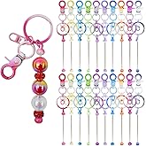 DNLEGULI 80 Pcs Beadable Keychains Bulk Kit – DIY Keychain Making Supplies with Metal Blanks for Crafts, Jewelry, Charms, Custom Projects – Blank Chain Bars for Beaded Keychain Design (Gradient)