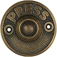 A29 Wired Doorbell Button Chime, Circular Push Button in Antique Brass Doorbell Chime Finish, Vintage Door Bell Button Design, Easy Installation, Round, Decorative, 2.62 Inches Diameter