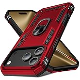 Korecase Red Phone Case for iPhone 17 Pro with Kickstand Ring,Military-Grade Protective Armor,Full Body Heavy Duty Shockproof Case for Apple iPhone 17 Pro 6.3-inch