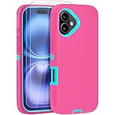 JGS for iPhone 16 Case 6.1", Military Grade 3 in 1 Heavy Duty Shockproof/Drop Proof Case with 2 PCS Tempered Glass Screen Protector (Pink Blue)