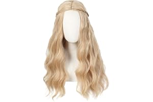 Linfairy 70S Long Blonde Wavy Hippie Wigs Halloween Cosplay Costume Wig for Women Party