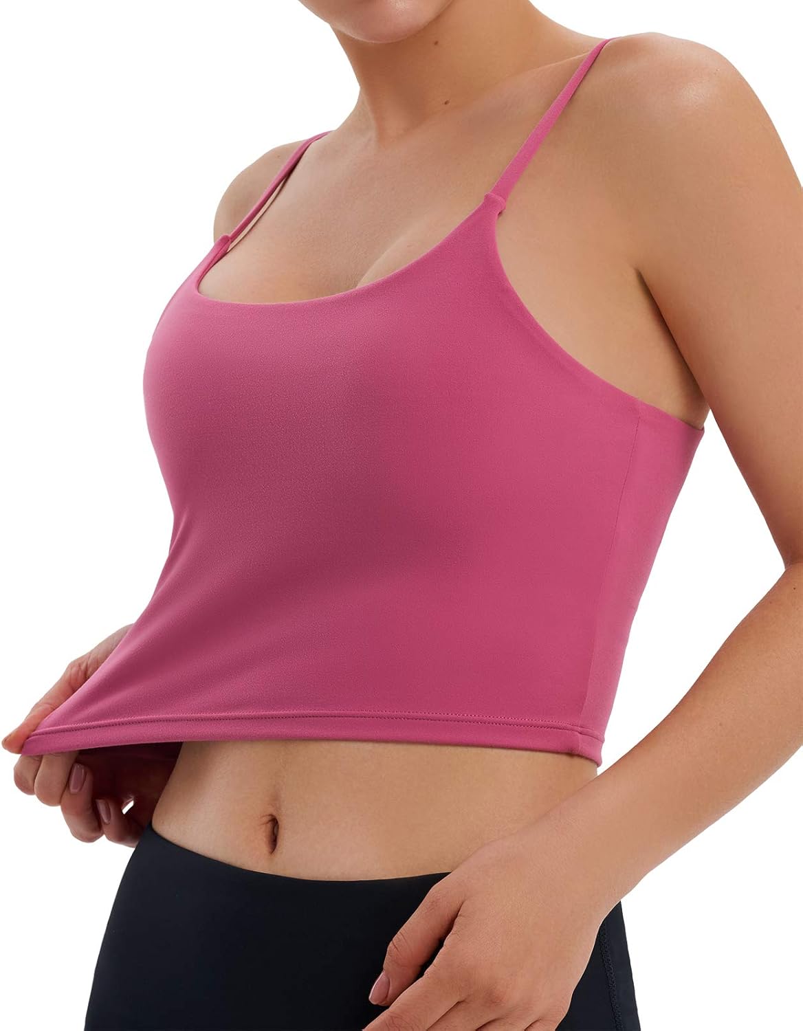 Muleug Women Padded Sports Bra Longline Yoga Tank Top Workout Fitness Running Camisole Crop Top at  Women’s Clothing store