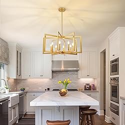 Bairth 8-Light Gold Chandelier, Farmhouse Dining
