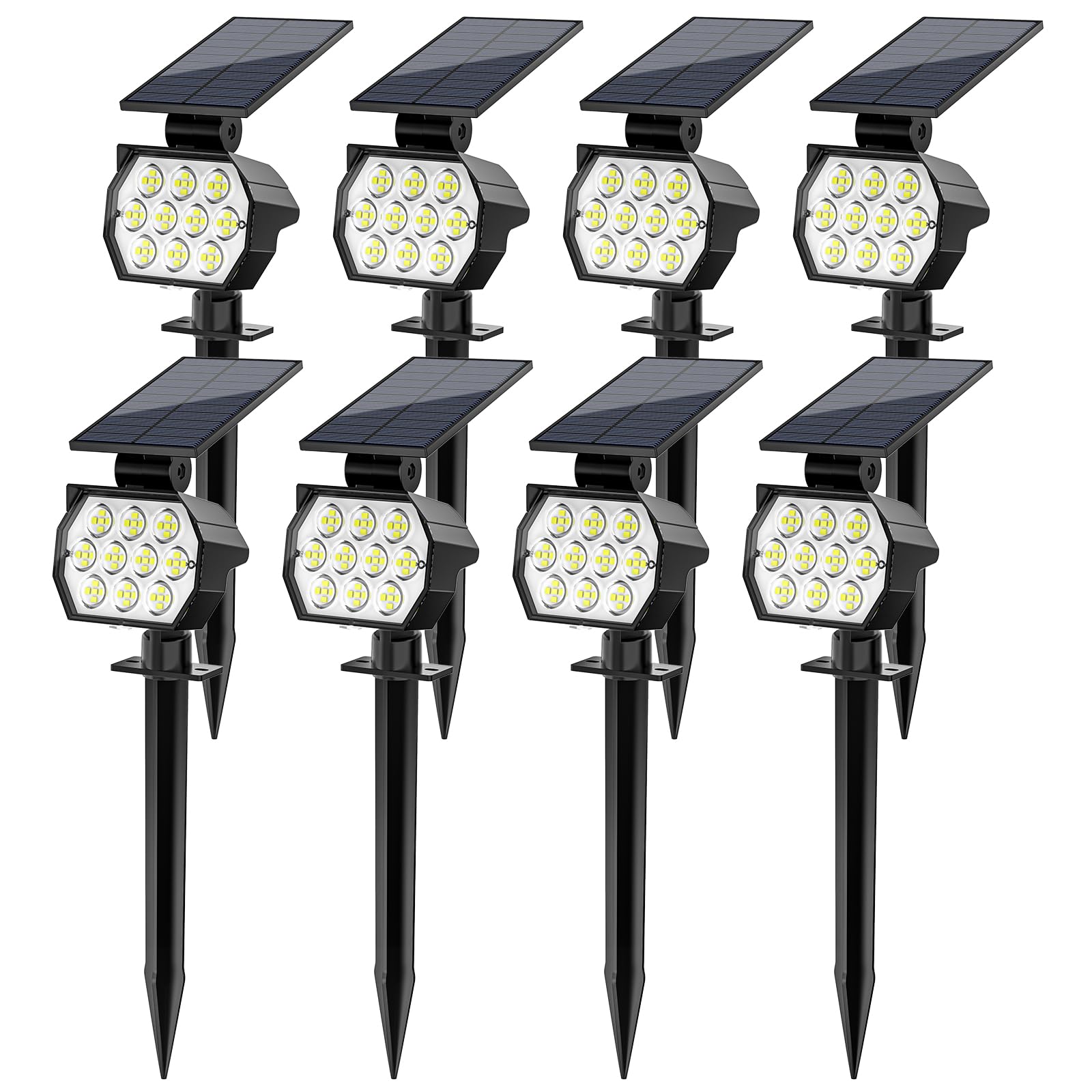 thumbnail image 2 of HIBOITEC Solar Spot Lights Outdoor - 8 Pack Warm White LED Landscape Lights With Adjustable Brightness 2 of 10