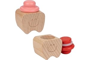 TOCCOOL 2PCS Wooden Baby Tooth Keepsake Boxes, 1.5 Inch Teeth Storage Containers for Toddler First Teeth, Organizer Case (Pin