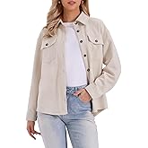 Allegra K Faux Suede Jacket for Women's Turn-Down Collar Long Sleeve Casual Button Down Jackets