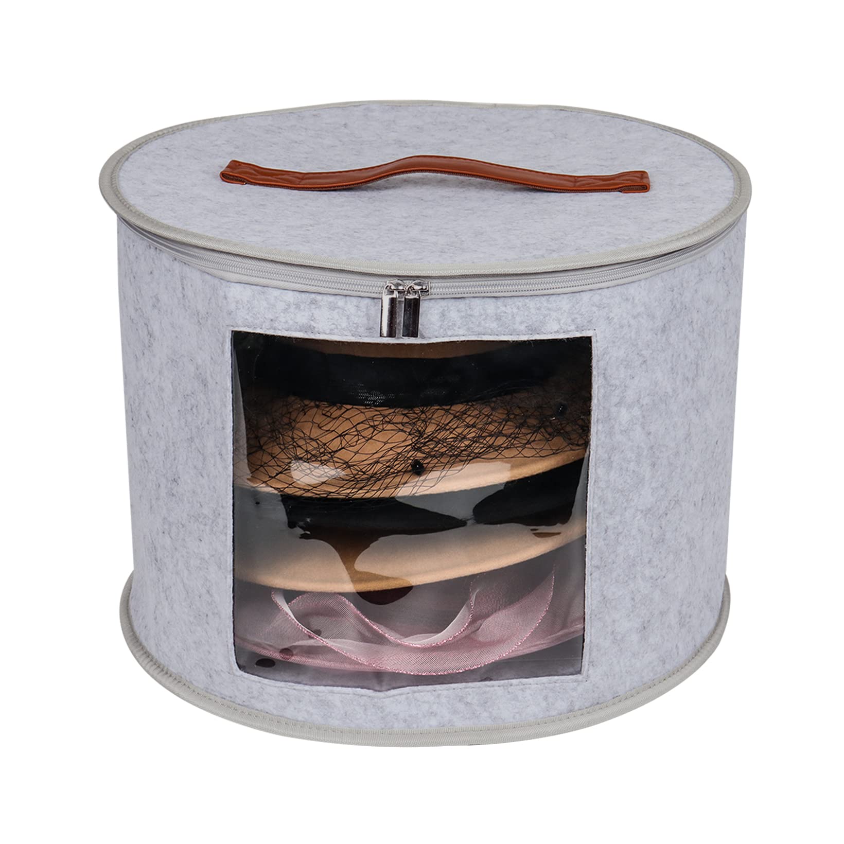Goklmn Large Hat Box Travel,Foldable Hat Boxes with Lids, Decorative Closet Organizer For Women and Men,Suitable for Various Types of Hats,15.7 x11 Inch,Grayish