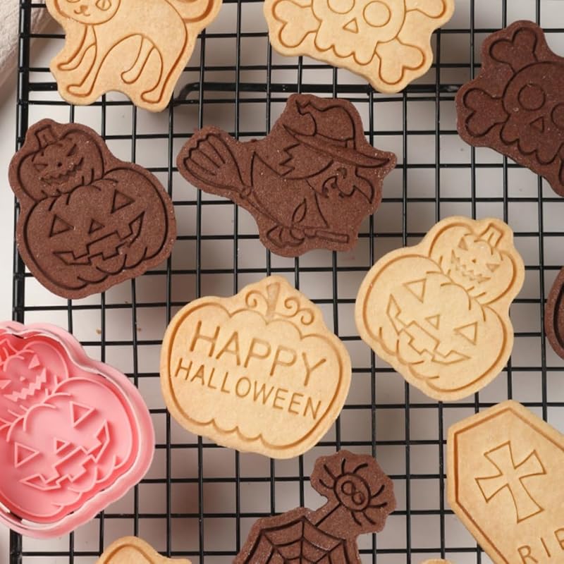 Lot de 8 Emporte-pièces en Plastique 3D pour Halloween Patisserie Moule Biscuit Set — photo 7 sur 7