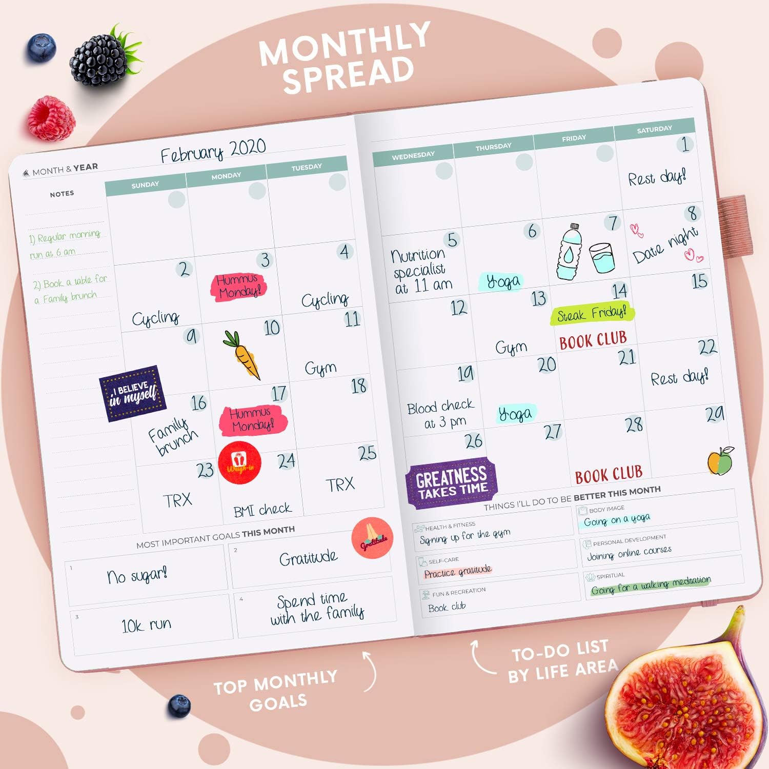 Clever Fox Wellness Journal - Weekly & Daily Health and Wellness Log, Food Journal & Meal Planner Diary for Calorie Counting, Notebook for Medical Condition Tracking, A5-Sized - Rose Gold : Office Products