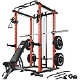 RitFit Multi-Function Squat Rack Power Cage PPC03 with Cable Crossover System, 1000LBS Capacity Power Rack and Packages with Optional Weight Bench, Barbell Weight Set, for Garage Workout & Home Gym
