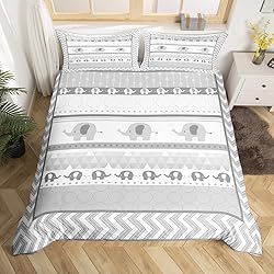 Kids Gray Elephant Bedding Set Queen Size,Cartoon