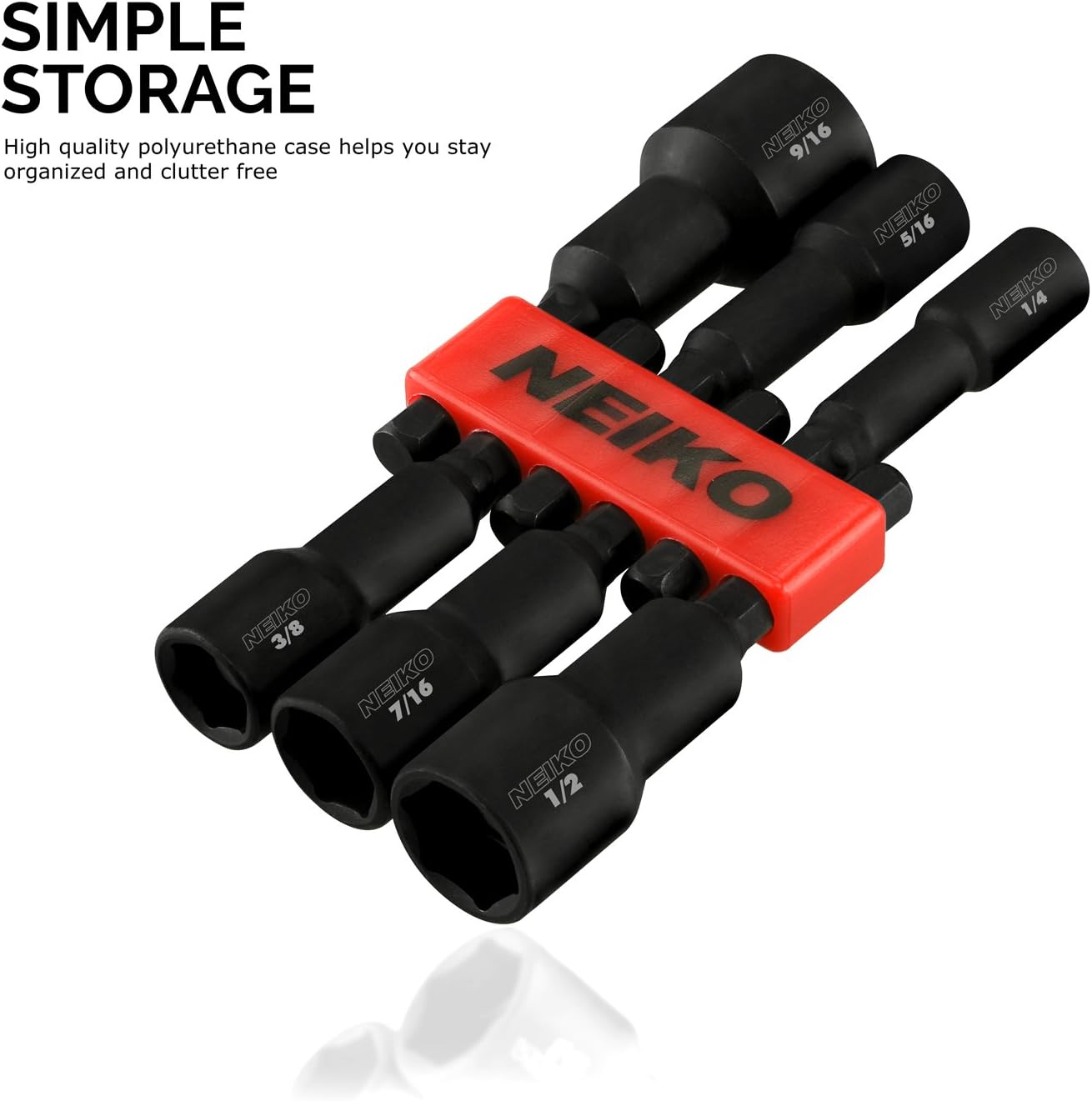 Neiko 10190A Impact Ready Magnetic Nut Driver Bit Set, 6Piece CR-V | SAE: Home Improvement