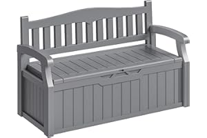 Homall 75 Gallon Outdoor Storage Benches Lockable Deck Box with Waterproof and UV Resistant, Waterproof Storage Box for Patio Furniture, Tools, Cushions (Grey)