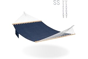 Lazy Daze Hammocks 11 FT Double Outside Hammock Quick Dry Olefin Fabric Hammock with Spreader Bar & Side Pocket for Outdoor Poolside Backyard 450 lbs Capacity, Heather Navy