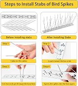 Remiawy Bird Spikes for Pigeons Small Birds 5 Strips 1.2m Stainless Steel view 4