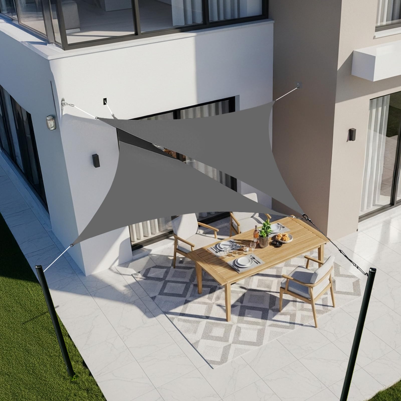 LOVE STORY Sun Shade Sail Waterproof Triangular 2x2x2m Canopy Outdoor UV Block Sunshade Sail for Patio Garden Backyard，Anthracite