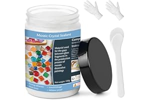 DINGSEN Mosaic Grout for Crafts – White Quick-Dry Crystal Tile Grout, Ready-to-Use Caulking Agent for DIY Glass Art, Handmade Gifts & Mosaic Kit Supplies (130g)