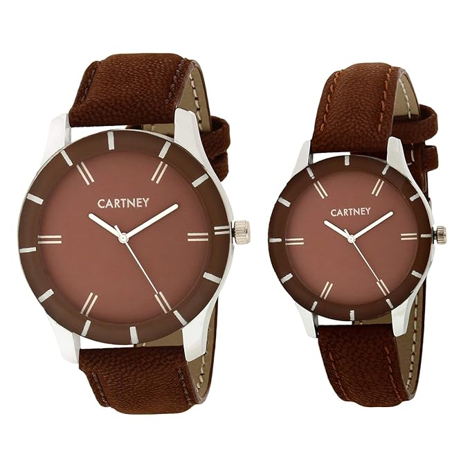 Cartney Combo of 2 Analogue Brown Dial Mens and Womens Watches-We234553