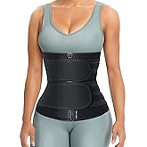 HOPLYNN Sweat Waist Trainer for Women Two Belts, Neoprene Workout Corset Waist Trainer Cincher Trimmer Shaper Zipper