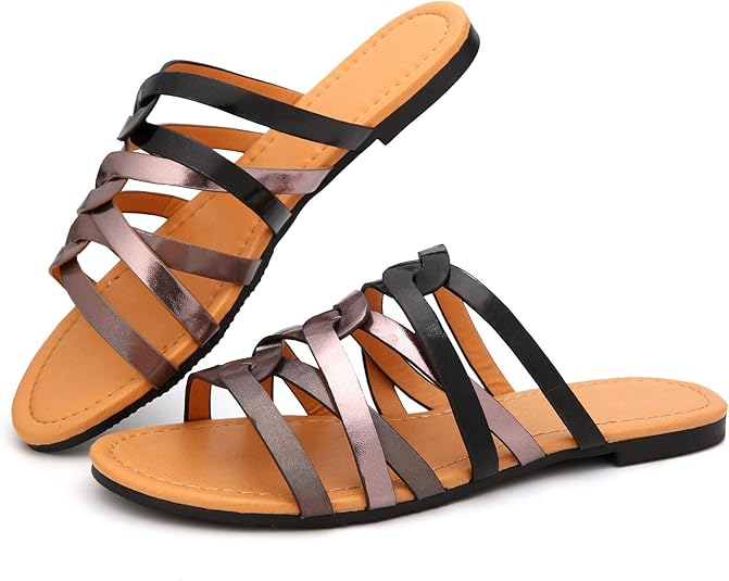 Amazon.com | Camfosy Flat Sandals for Women, Womens Slide Sandals Comfortable Open Toe Sandals 